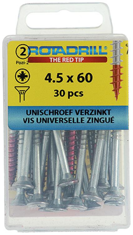 Afbeelding laden in galerijviewer, Rotadrill 1039805 - universeelschroef vk pzd vz 4.5x60mm (30) | 6 stuks