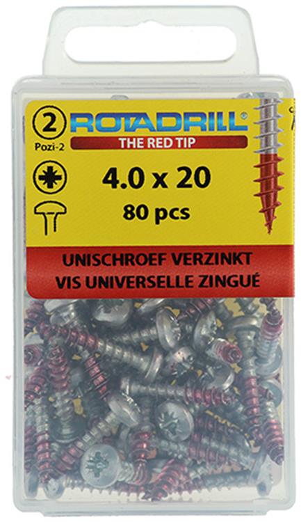 Afbeelding laden in galerijviewer, Rotadrill 1039829 - universeelschroef ck pzd vz 4.0x20mm (80) | 6 stuks