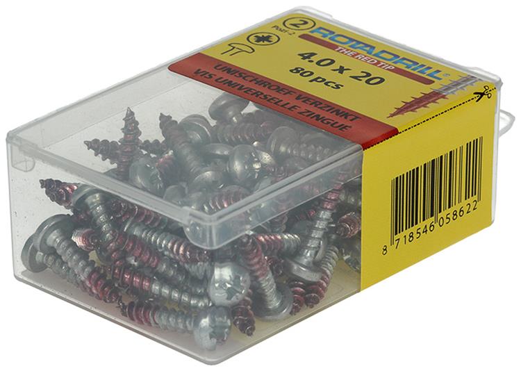 Afbeelding laden in galerijviewer, Rotadrill 1039829 - universeelschroef ck pzd vz 4.0x20mm (80) | 6 stuks