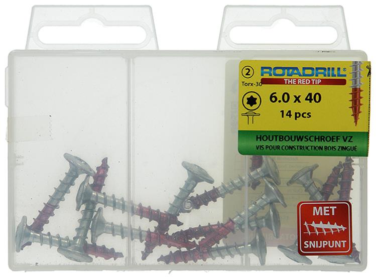 Afbeelding laden in galerijviewer, Rotadrill 1039917 - houtbouwschroef tellerkop vz tx 6.0x40mm(14) | 6 stuks