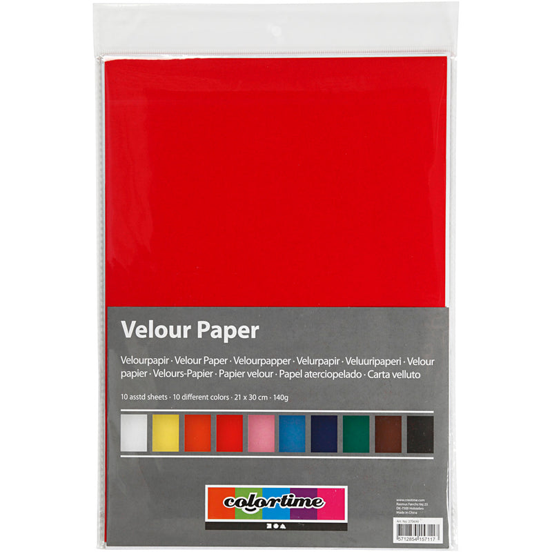 Load image into Gallery viewer, Creativ company https: www.cchobby.nl velour-papier-a4-vel-210x297-mm-140-gr-diverse-kleuren-10-vel-1-doos