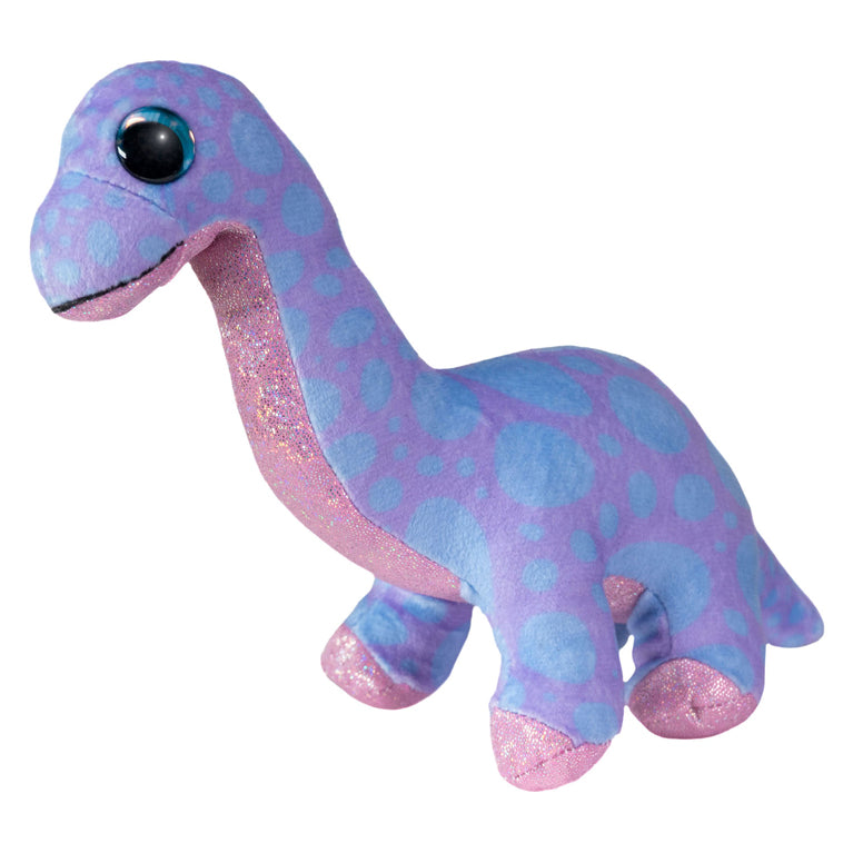 Afbeelding laden in galerijviewer, Lumo stars knuffel dino brontosaur paars 15cm pluche speelgoed.