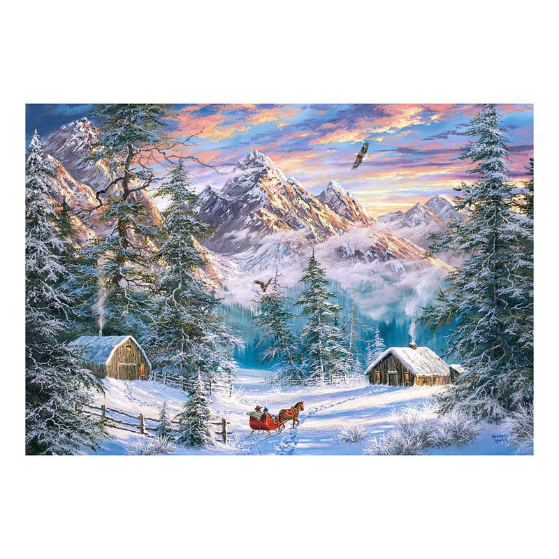 Afbeelding laden in galerijviewer, Castorland mountain christmas – puzzel – 1.000 stukjes – satijnen afwerking – perfecte pasvorm – europese kwaliteit