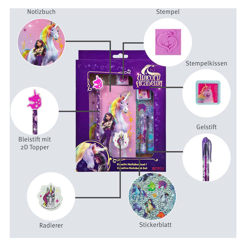Laden Sie das Bild in Galerie -Viewer, Undercover unicorn academy creatieve set met notitieboek, 8dlg