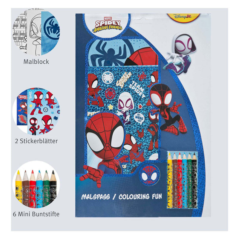 Load image into Gallery viewer, Undercover kleurblok spidey met kleurpotloden en stickers