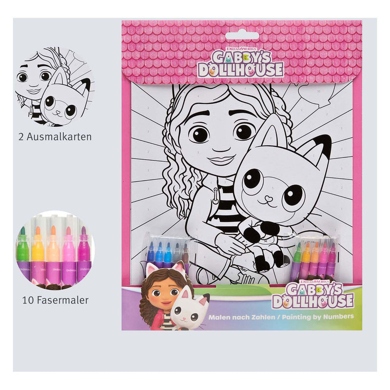 Load image into Gallery viewer, Undercover kleuren op nummer set gabby's poppenhuis