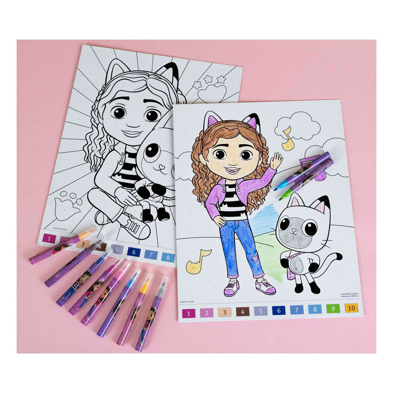 Load image into Gallery viewer, Undercover kleuren op nummer set gabby's poppenhuis
