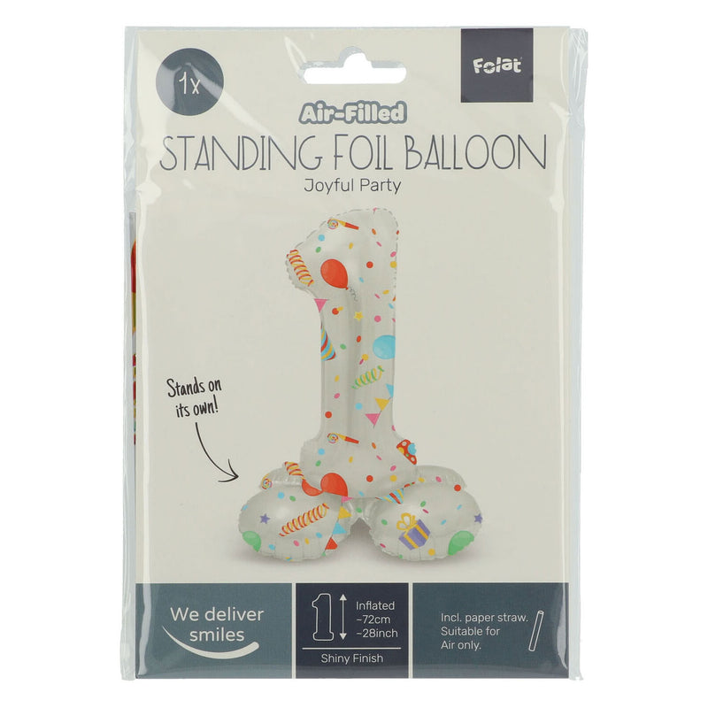 Load image into Gallery viewer, Folat bv staande folieballon joyful party cijfer 1 -72cm