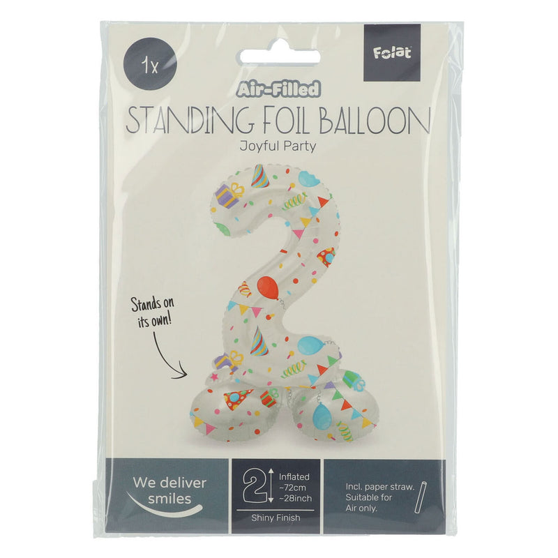Load image into Gallery viewer, Folat bv staande folieballon joyful party cijfer 2 -72cm