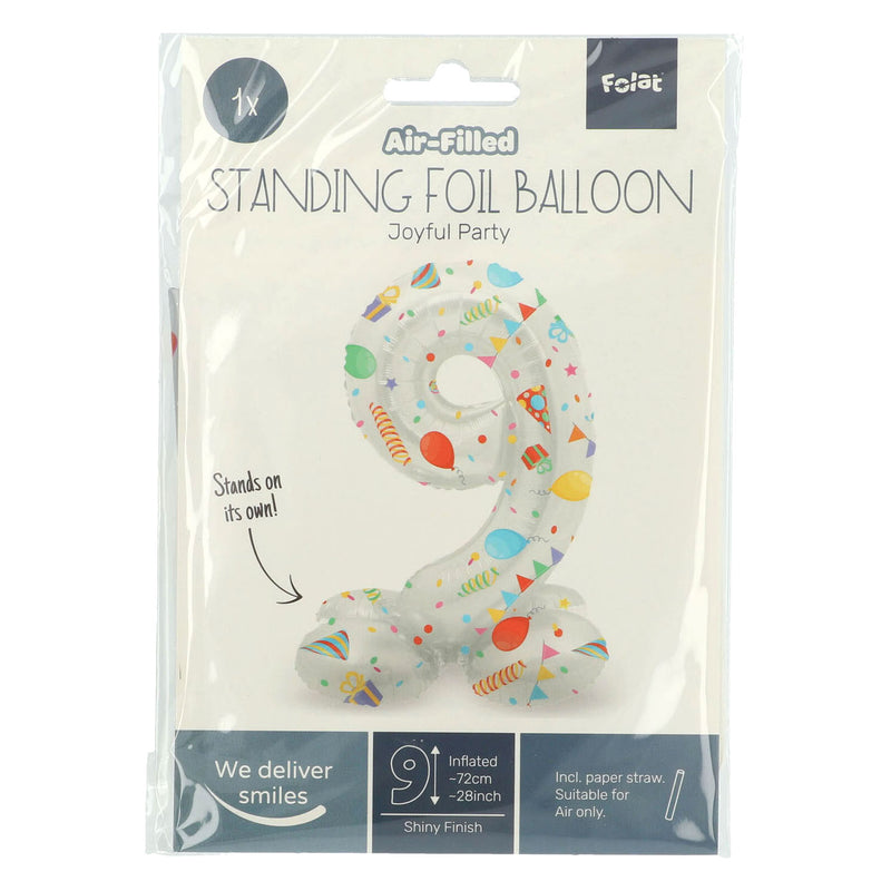 Load image into Gallery viewer, Folat bv staande folieballon joyful party cijfer 9 -72cm
