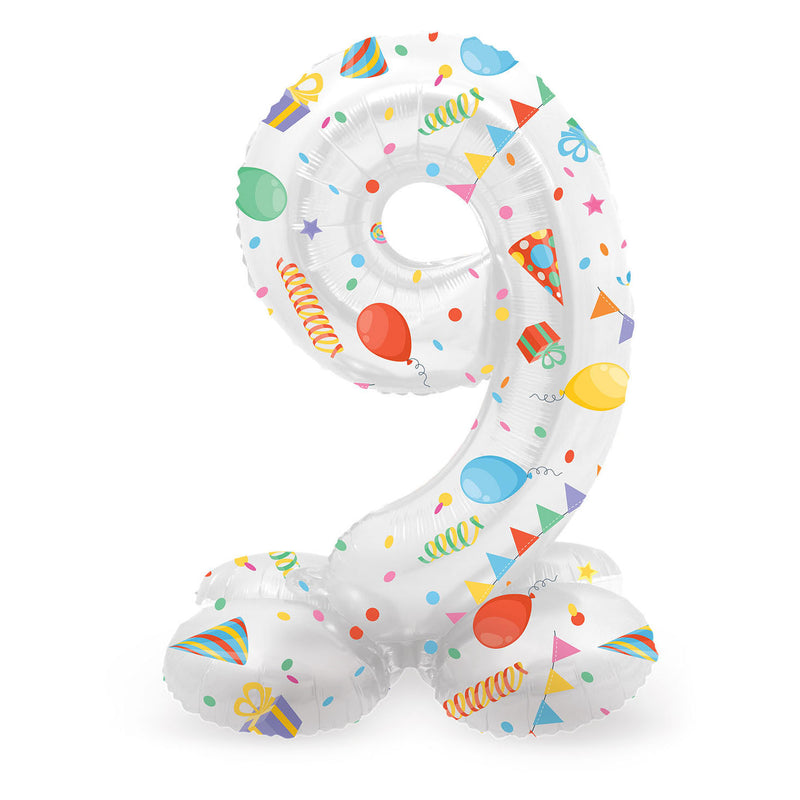 Load image into Gallery viewer, Folat bv staande folieballon joyful party cijfer 9 -72cm