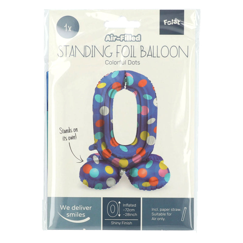 Load image into Gallery viewer, Folat bv staande folieballon colorful dots cijfer 0 - 72cm
