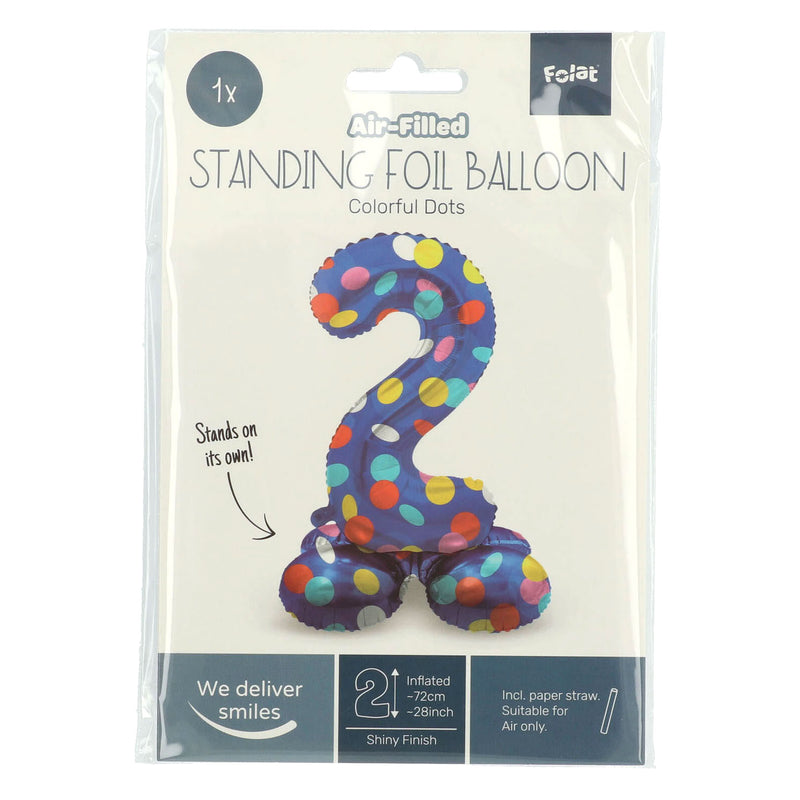Load image into Gallery viewer, Folat bv staande folieballon colorful dots cijfer 2 - 72cm