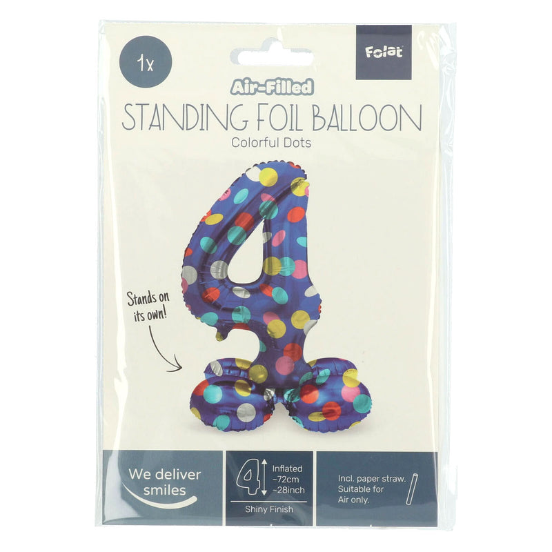 Load image into Gallery viewer, Folat bv staande folieballon colorful dots cijfer 4 - 72cm