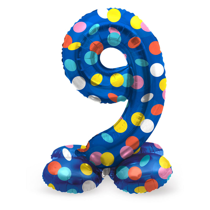 Load image into Gallery viewer, Folat bv staande folieballon colorful dots cijfer 9 - 72cm