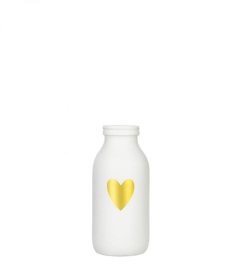 Afbeelding laden in galerijviewer, Ideas 4 seasons fles vaas glas wit met gouden hart ã˜4.8xh10,4cm
