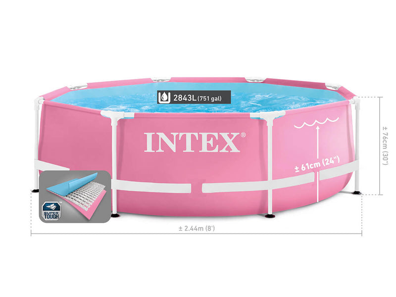 Load image into Gallery viewer, Intex Pink Metal Frame zwembad 244 x 76 cm met filterpomp