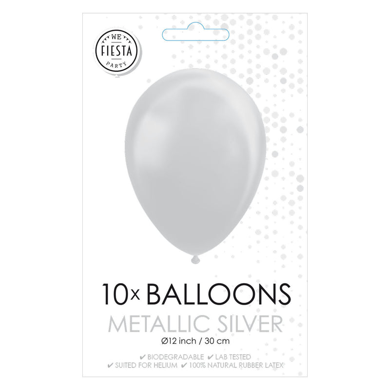 Load image into Gallery viewer, Globos ballonnen metallic zilver 30cm, 10st.