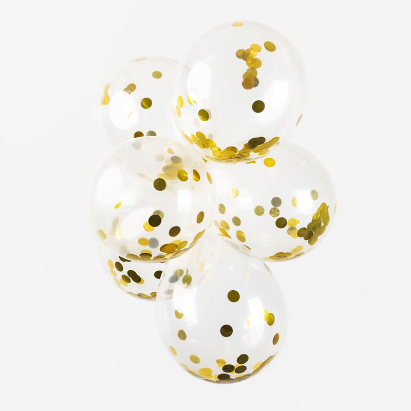 Load image into Gallery viewer, Globos confetti ballonnen papieren confetti metallic goud 30cm, 6st.