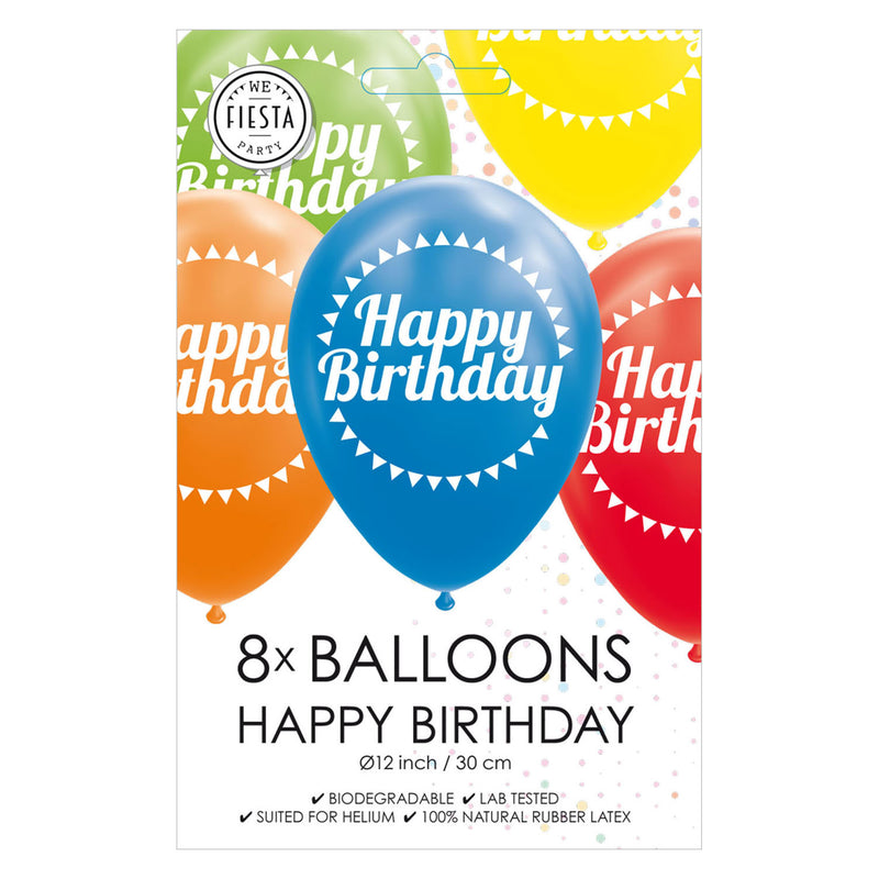 Load image into Gallery viewer, Globos ballonnen happy birthday mix kleuren 30cm, 8st.