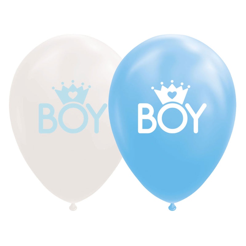 Load image into Gallery viewer, Globos ballonnen zoon baby blauw wit 30cm, 8st.