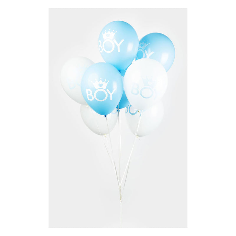 Load image into Gallery viewer, Globos ballonnen zoon baby blauw wit 30cm, 8st.