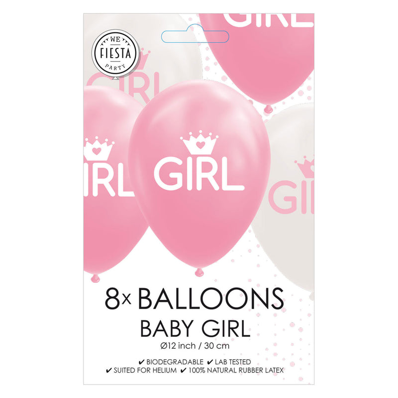 Load image into Gallery viewer, Globos ballonnen dochter baby roze wit 30cm, 8st.