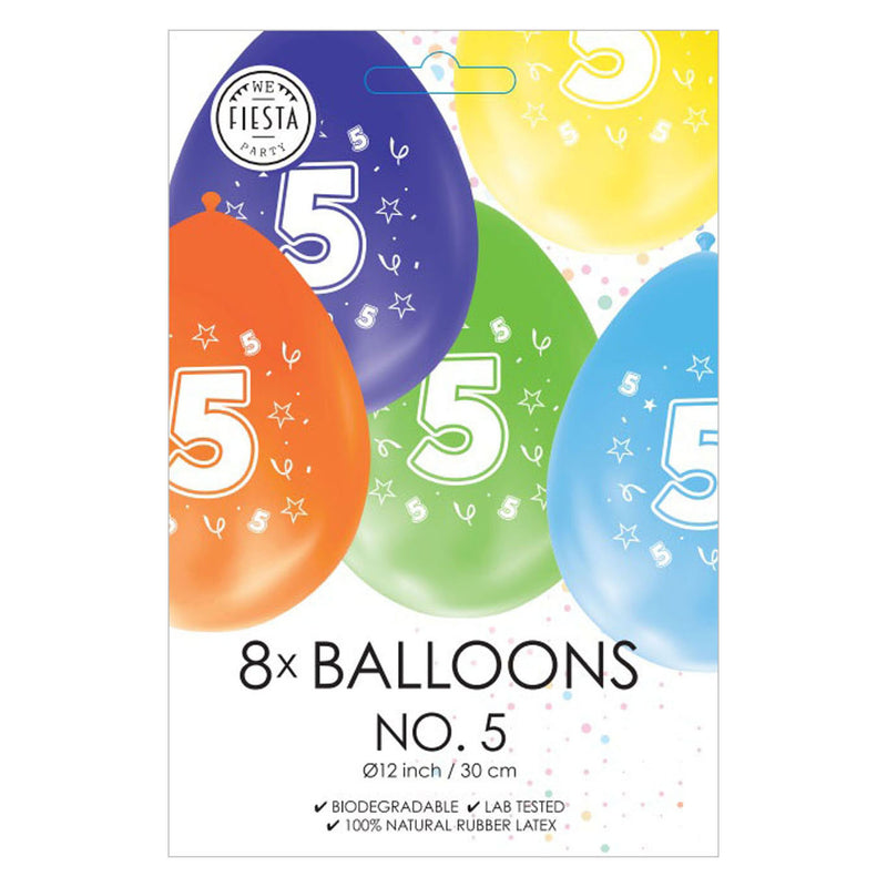 Load image into Gallery viewer, Globos ballonnen 2-zijdig geprint cijfer 5, 8st.