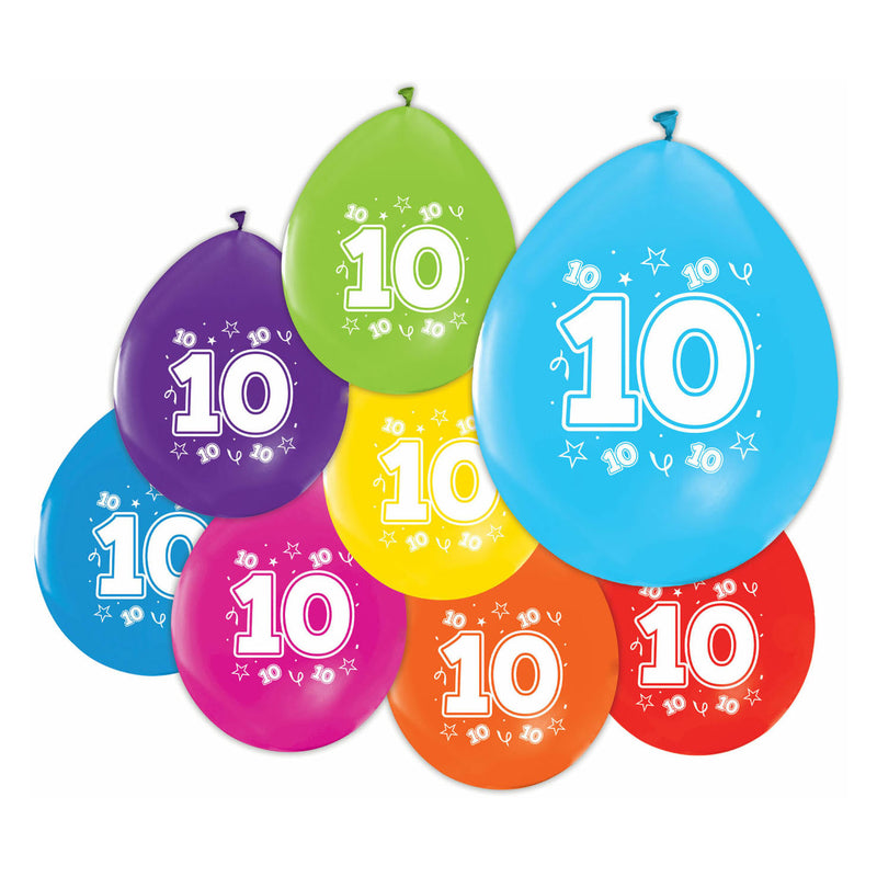 Load image into Gallery viewer, Globos ballonnen 2-zijdig geprint cijfer 10, 8st.