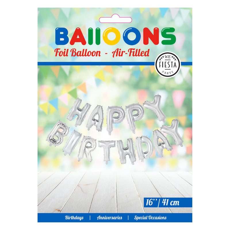 Load image into Gallery viewer, Globos folieballon tekst happy birthday zilver