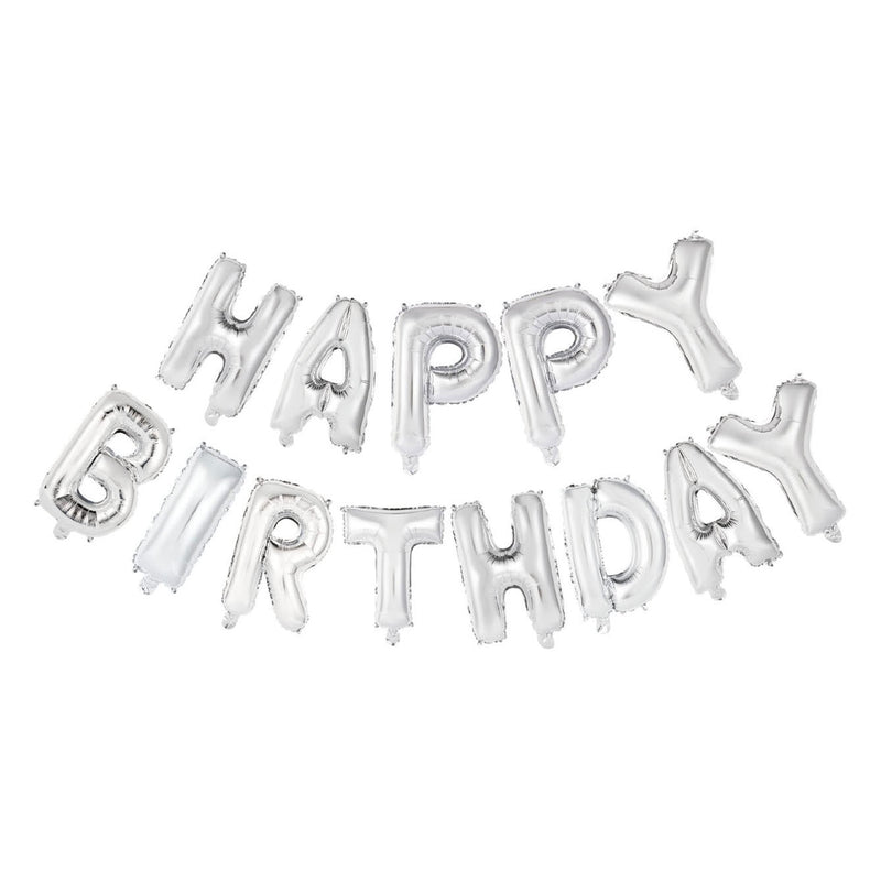 Load image into Gallery viewer, Globos folieballon tekst happy birthday zilver