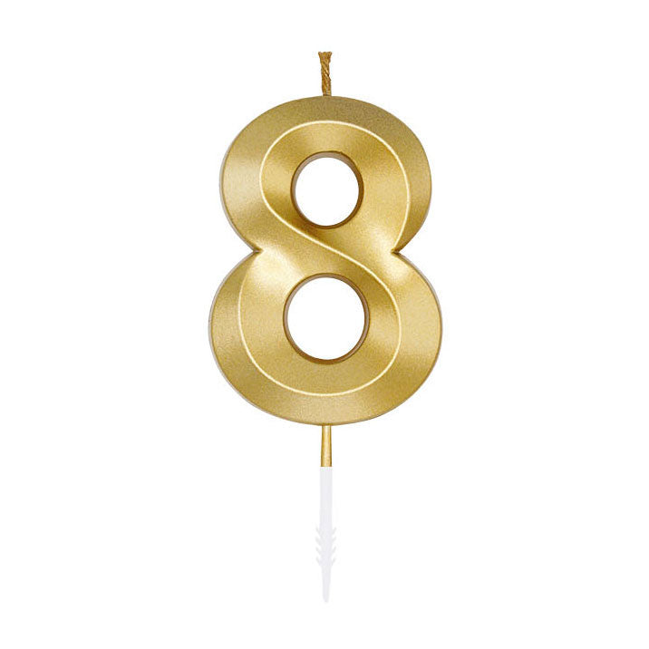 Cargue la imagen en el visor de la galería, Globos taartkaars 6cm metallic goud no. 8
