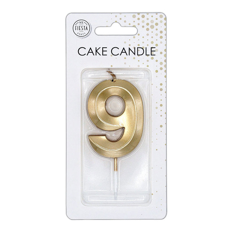 Cargue la imagen en el visor de la galería, Globos taartkaars 6cm metallic goud no. 9