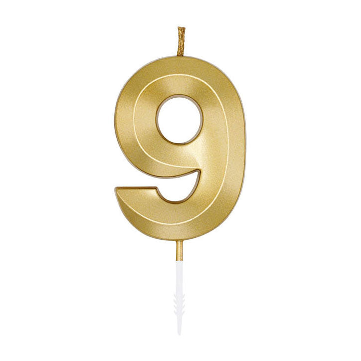 Cargue la imagen en el visor de la galería, Globos taartkaars 6cm metallic goud no. 9