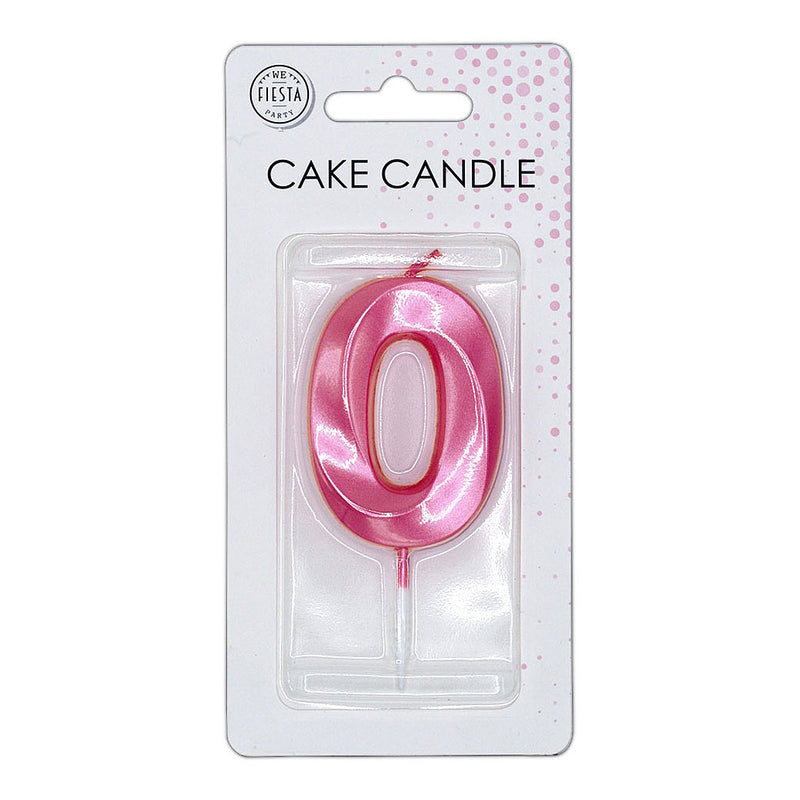 Cargue la imagen en el visor de la galería, Globos taartkaars 6cm metallic licht roze no. 0