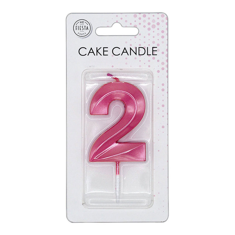 Cargue la imagen en el visor de la galería, Globos taartkaars 6cm metallic licht roze no. 2