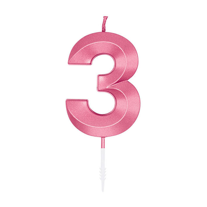 Cargue la imagen en el visor de la galería, Globos taartkaars 6cm metallic licht roze no. 3