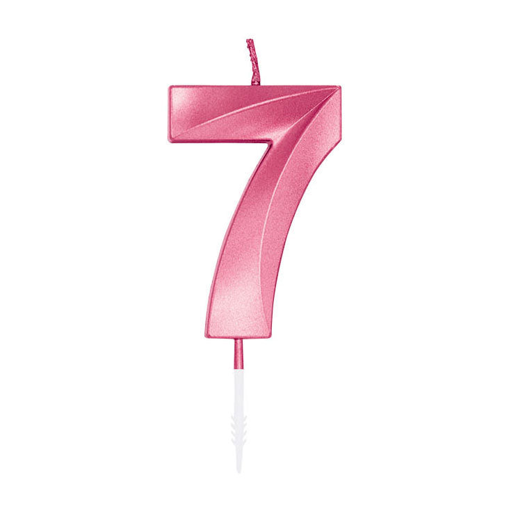 Cargue la imagen en el visor de la galería, Globos taartkaars 6cm metallic licht roze no. 7