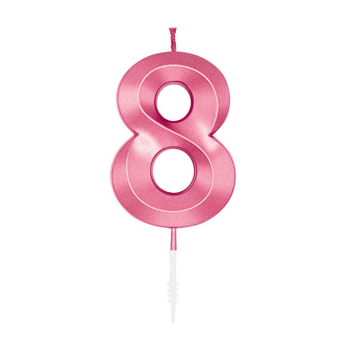 Cargue la imagen en el visor de la galería, Globos taartkaars 6cm metallic licht roze no. 8