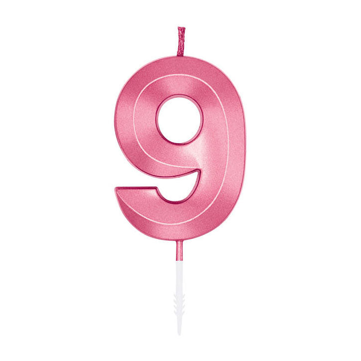 Afbeelding laden in galerijviewer, Globos taartkaars 6cm metallic licht roze no. 9