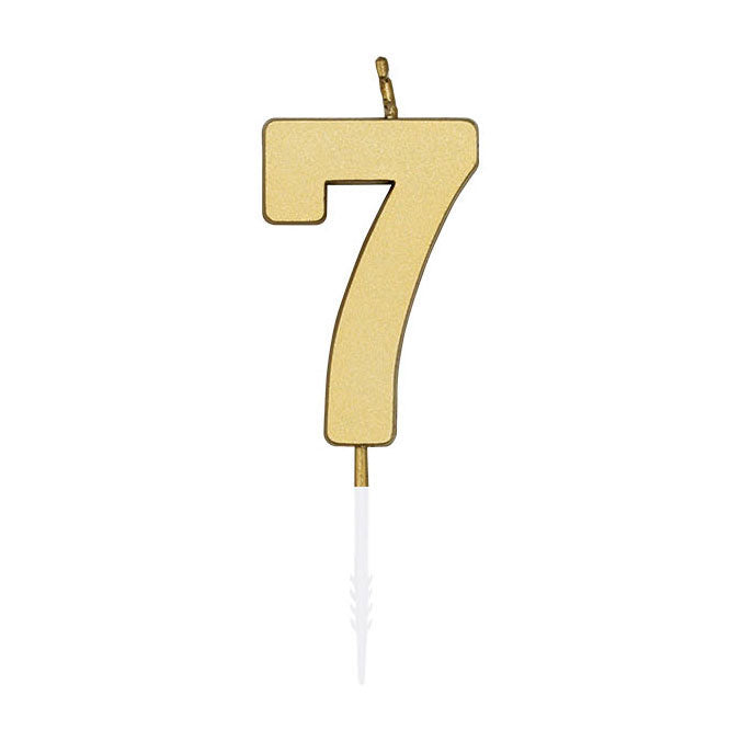 Afbeelding laden in galerijviewer, Globos taartkaars 4,5cm metallic goud no. 7