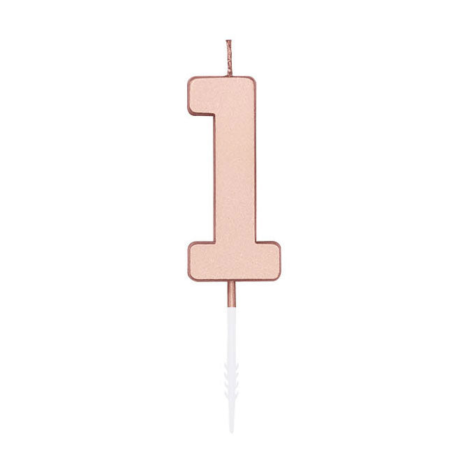 Laden Sie das Bild in Galerie -Viewer, Globos taartkaars 4,5cm metallic rose goud no. 1