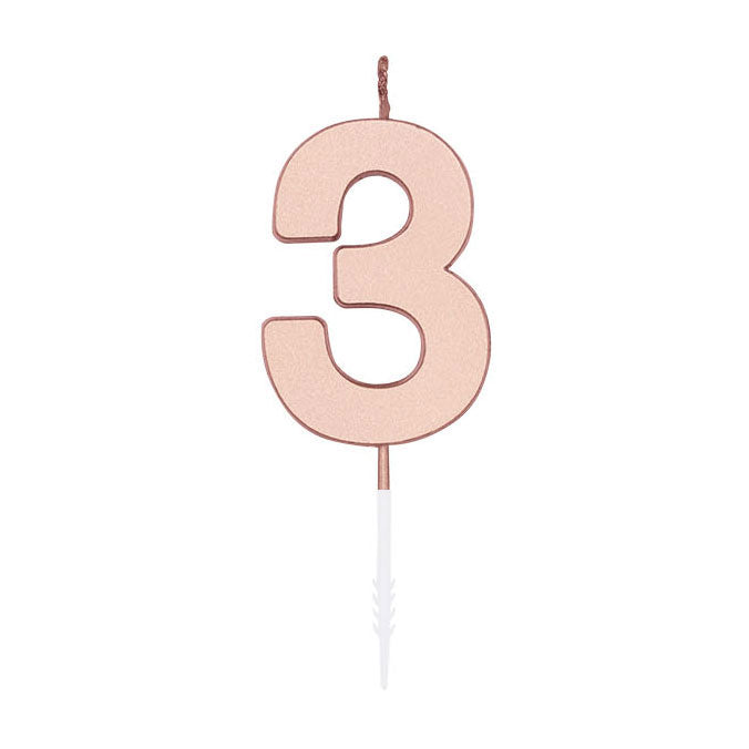 Laden Sie das Bild in Galerie -Viewer, Globos taartkaars 4,5cm metallic rose goud no. 3