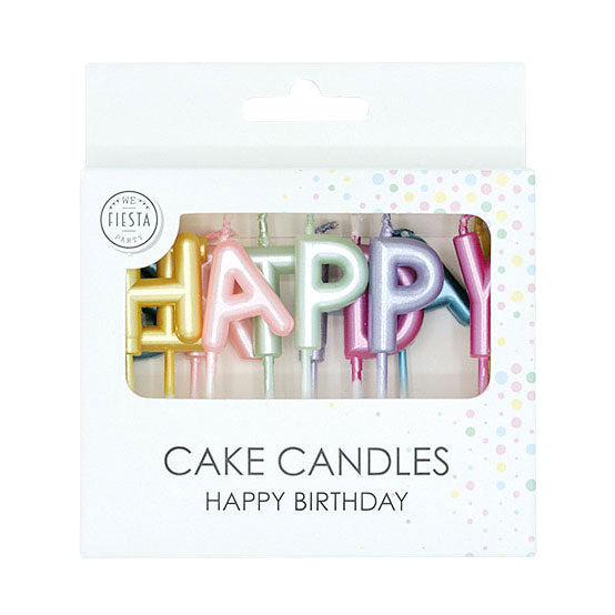 Cargue la imagen en el visor de la galería, Globos taartkaarsen set happy birthday pastel kleuren