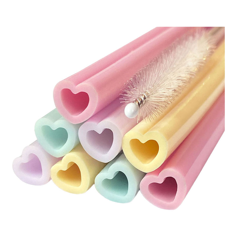 Cargue la imagen en el visor de la galería, Globos silicone rietjes herbruikbaar watercolors hearts - 8st.
