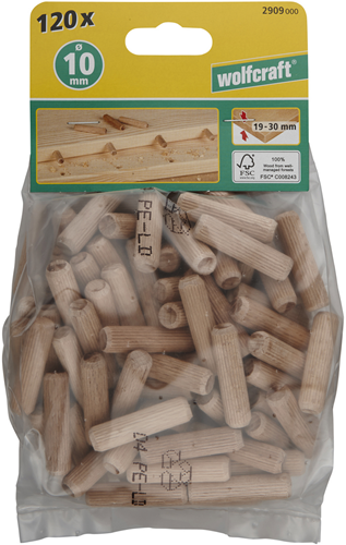 Chargez l'image dans la visionneuse de la galerie, Wolfcraft gegroefde houten deuvels | buche | ø10 x 40mm | 120 stuks - 2909000