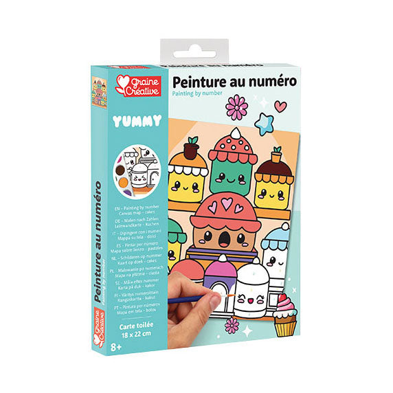 Afbeelding laden in galerijviewer, Graine creative graine schilderen op nummer set kawaii cakes - incl. acrylverf en penseel