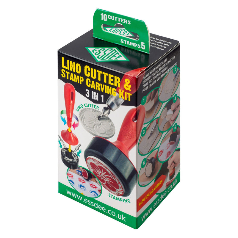 Load image into Gallery viewer, Essdee 3-in-1 linostempel snijset - 10 snijbladen