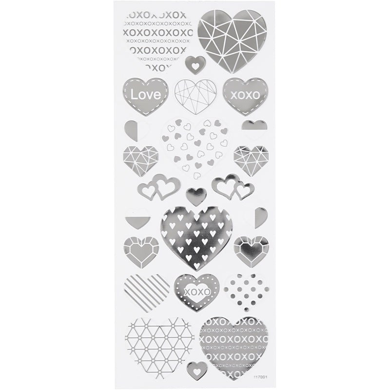 Afbeelding laden in galerijviewer, Https: www.cchobby.nl stickers-harten-vel-10x24-cm-ca-25-stuk-zilver-1-vel
