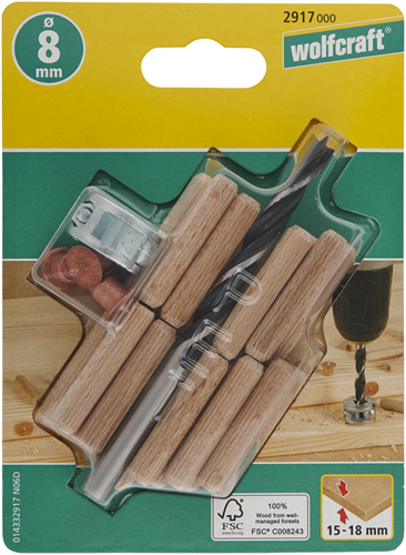 Load image into Gallery viewer, Wolfcraft deuvelset | ø8mm | 28-delig | 1 set - 2917000